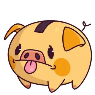 😛 porco, animal, desenho animado, fofo, adesivo, emoji whatsapp sticker