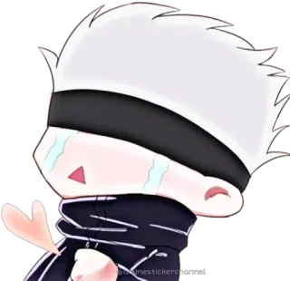 😭 Gojo Satoru Jujutsu Kaisen animé, manga, Gojo Satoru, Jujutsu Kaisen, triste, chibi, pleurs telegram sticker