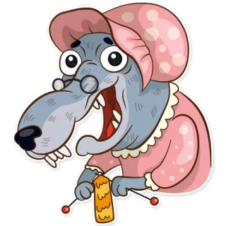 👵 desenho animado, animal, rato, tricô, avó, idosa, vovó, personagem telegram sticker