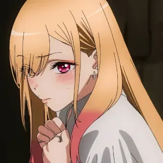 🥺 动漫, 女孩, 脸红, 可爱, 长发 telegram sticker