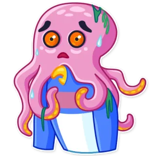 😰 章鱼, 伤心, 卡通, 粉色, 角色, 贴纸 telegram sticker