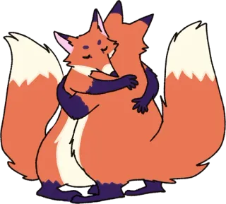 🫂 キツネ, 動物, 哺乳類, 可愛い, 抱きしめる, ハグ, 愛, 友情 telegram sticker