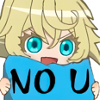 😡 NO U Anime, Meme, Lustig, Text, Cartoon whatsapp sticker