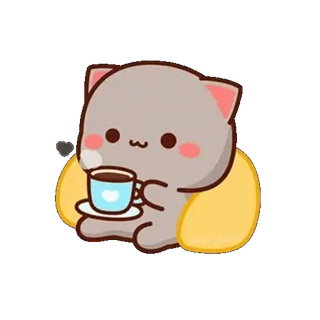 ☕️ 猫, 咖啡, 可爱, 卡哇伊, 桃子, 动物 whatsapp sticker