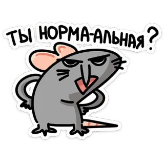 🐭 ТЫ НОРМА-АЛЬНАЯ? topo, cartone animato, arrabbiato, domanda, adesivo telegram sticker