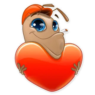 ❤ Mrówka, Kreskówka, Serce, Miłość, Słodkie, Naklejka telegram sticker