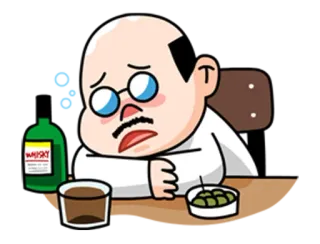 🍾 WATSKY Dessin animé, Alcool, Whisky, Boire, Triste, Employé de bureau telegram sticker