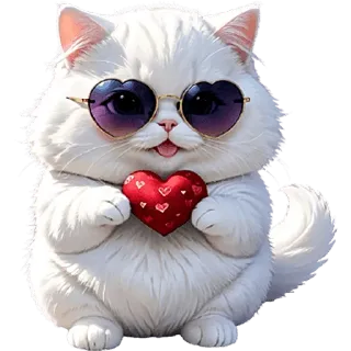 🫶 mèo, trái tim, kính râm, động vật, dễ thương, tình yêu, ngày Valentine telegram sticker