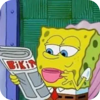🍵 Spongebob Squarepants BiKi spongebob, newspaper, bikini bottom, cartoon telegram sticker