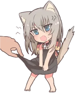 🙈 Anime, Gadis kucing, Lucu, Chibi, Kenakalan, Ekor telegram sticker