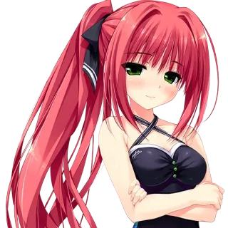👙 anime, girl, red hair, swimsuit whatsapp sticker