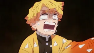 😭 Zenitsu Agatsuma Demon Slayer anime, demon slayer, zenitsu, scared, crying, character whatsapp sticker