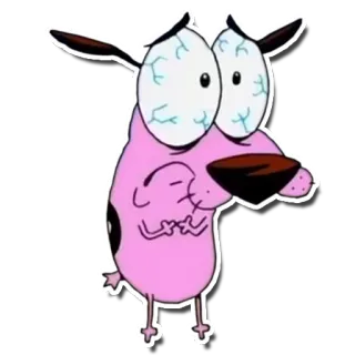 😳 Courage the Cowardly Dog Cartoon, Hund, Courage, verängstigt, rosa telegram sticker