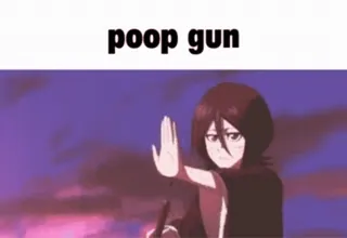 🙈 poop gun Anime, Súng, Hài hước lố bịch, Nhại lại whatsapp sticker