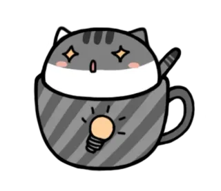 💡 gato, xícara, kawaii, fofo, animal, adesivo, lâmpada telegram sticker