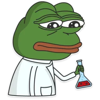 🐸 Pepe the Frog 悲伤蛙, 科学家, 实验室, 烧瓶, 卡通, 梗 telegram sticker