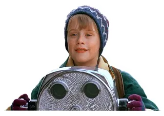 🔭 Kevin McCallister Home Alone criança, inverno, filme, binóculos, chapéu whatsapp sticker