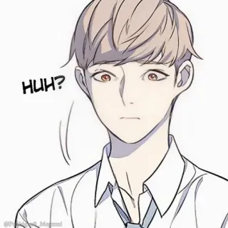 🌩 HUH? персонаж, аниме, парень, мужчина, выражение, вопрос, смущенный whatsapp sticker