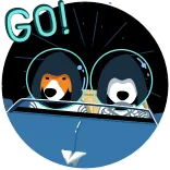🚀 GO! собака, космос, машина, вперед, животные, наклейка whatsapp sticker