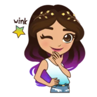 😉 Hi cartoon, girl, winking, cute, character telegram sticker