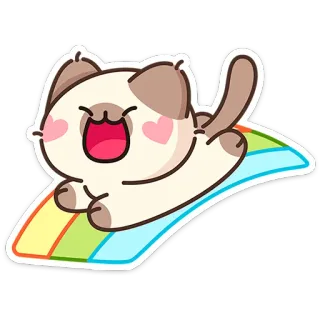 😄 chat, mignon, dessin animé, animal, joyeux, arc-en-ciel, autocollant telegram sticker