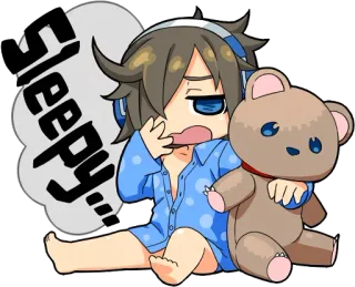 😴 Sleepy... 졸린, 만화, 테디 베어 whatsapp sticker