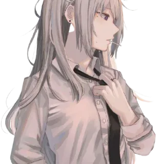 🙃 Anime, Manga, Ragazza, Capelli Bianchi, Personaggio, Ritratto telegram sticker