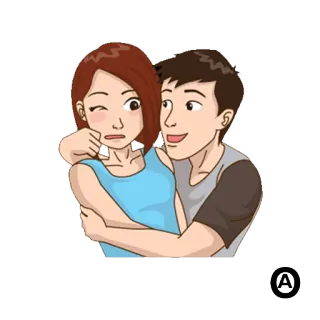 😆 pareja, amor, romance, abrazo, cariño, dibujos animados telegram sticker