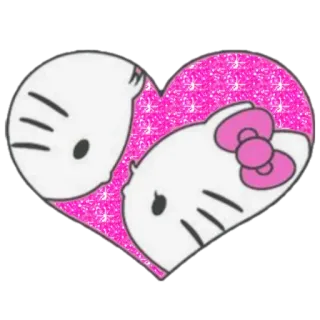 💋 Hello Kitty heart, cat, cartoon, pink, glitter telegram sticker