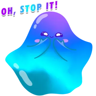 ☺ OH, STOP IT! süß, Blob, kawaii, lila, blau, hör auf, entzückend telegram sticker