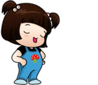 👧 Cartoon, Mädchen, Süß, Pilz, Zöpfe telegram sticker