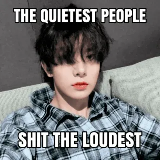 💩 THE QUIETEST PEOPLE
SHIT THE LOUDEST meme, humor, phrase, quiet, people, loudest telegram sticker