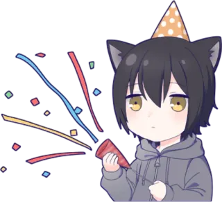 🎉 fiesta, celebración, confeti, dibujos animados, anime, cumpleaños telegram sticker