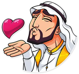 🥰 pria, arab, hati, cinta, ciuman, kartun telegram sticker