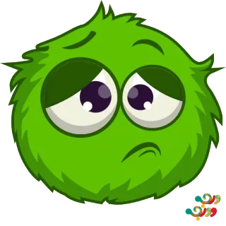 😕 verde, esponjoso, triste, emoji, dibujos animados whatsapp sticker