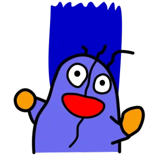 😟 Dessin animé, Personnage, Blob, Bleu, Idiot whatsapp sticker