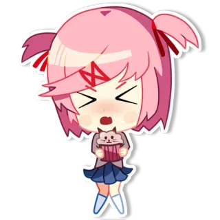 😤 Natsuki Doki Doki Literature Club! Аниме, Манга, Милый, Чиби, Розовые волосы whatsapp sticker