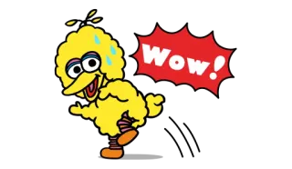 💯 Big Bird Sesame Street WOW! บิ๊กเบิร์ด, เซซามีสตรีท, การ์ตูน, ว้าว, เหงื่อ telegram sticker