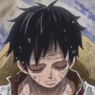 🥟 Monkey D. Luffy One Piece 动漫, 海贼王, 蒙奇·D·路飞, 悲伤, 眼泪 telegram sticker