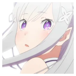 🗝 Emilia Re:Zero Anime, Sticker, Emilia, Re:Zero, Linda, Chica whatsapp sticker