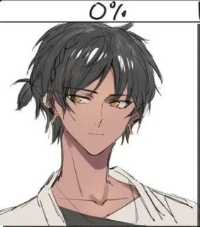 👀 0% Anime, Porträt, Charakter, Junge, dunkle Haare, Illustration telegram sticker