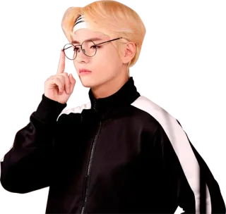🤨 kpop, bts, v, taehyung, brille, blonde haare telegram sticker