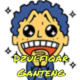 😜 DZULFIQAR GANTENG Dessin animé, Personnage, Sticker, Mignon, Cheveux bleus, Visage jaune telegram sticker