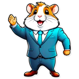 👋 criceto, completo, affari, cartone animato, animale, carino, amichevole telegram sticker