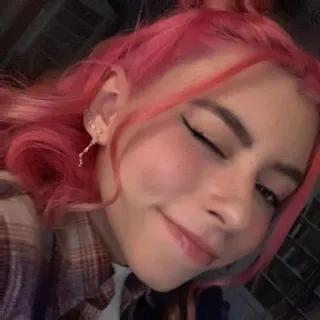 😉 woman, pink hair, selfie, wink, portrait, girl telegram sticker