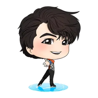 😃 Chibi, Anime, Pemain seluncur indah, Kartun, Ilustrasi whatsapp sticker