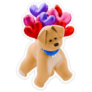 🐶 개, 강아지, 동물, 하트, 풍선, 장난감, 귀여운, 발렌타인 telegram sticker