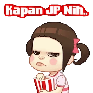 😞 Kapan JP Nih.. мультфильм, девушка, индонезийский, стикер, аниме telegram sticker