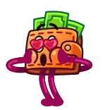 😍 portfel, pieniądze, kreskówka, miłość, oczy, gotówka telegram sticker