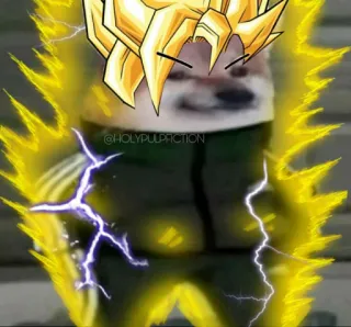 😠 Doge Dragon Ball Z 밈, 도지, 초사이어인, 드래곤볼 Z, 웃긴 telegram sticker